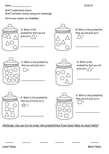 chance worksheet year 2.